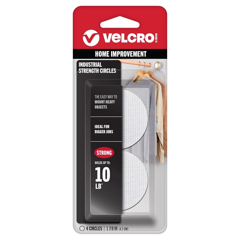 Velcro Brand 90363 Industrial Fasteners Stick-On Adhesive | Professional Grade Heavy Duty Strength | Indoor Outdoor Use, 1 7/8in, Circles 4 Sets - Image 1